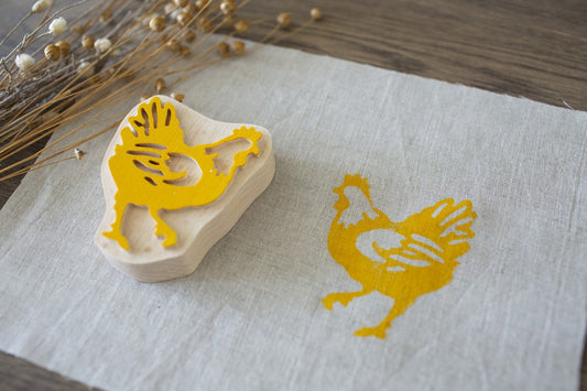 Chicken stamp for fabric, chicken print, pottery stamp, clay stamp, chicken pattern, wrapping paper print, indian wooden stamp