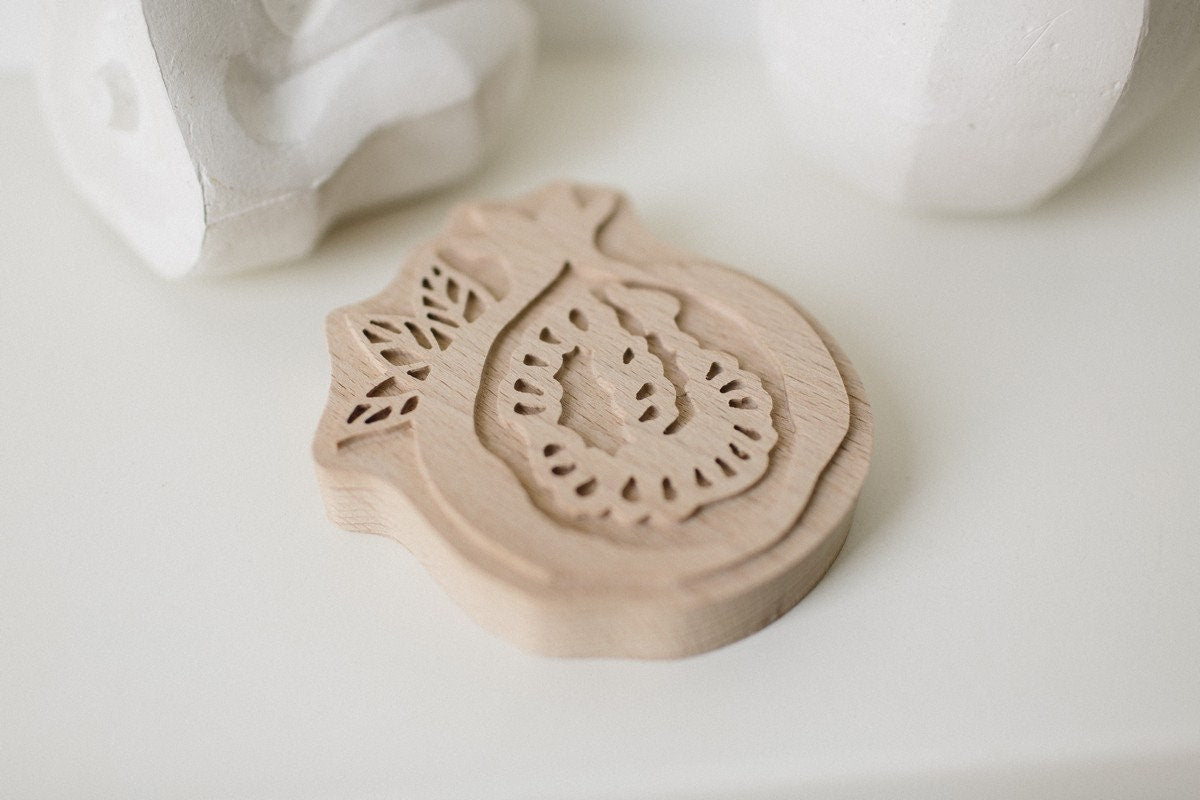 Fabric stamp, Pomegranate stamp, pomegranate print, fruit print, block print, clay stamp, pottery stamp, carved stamp