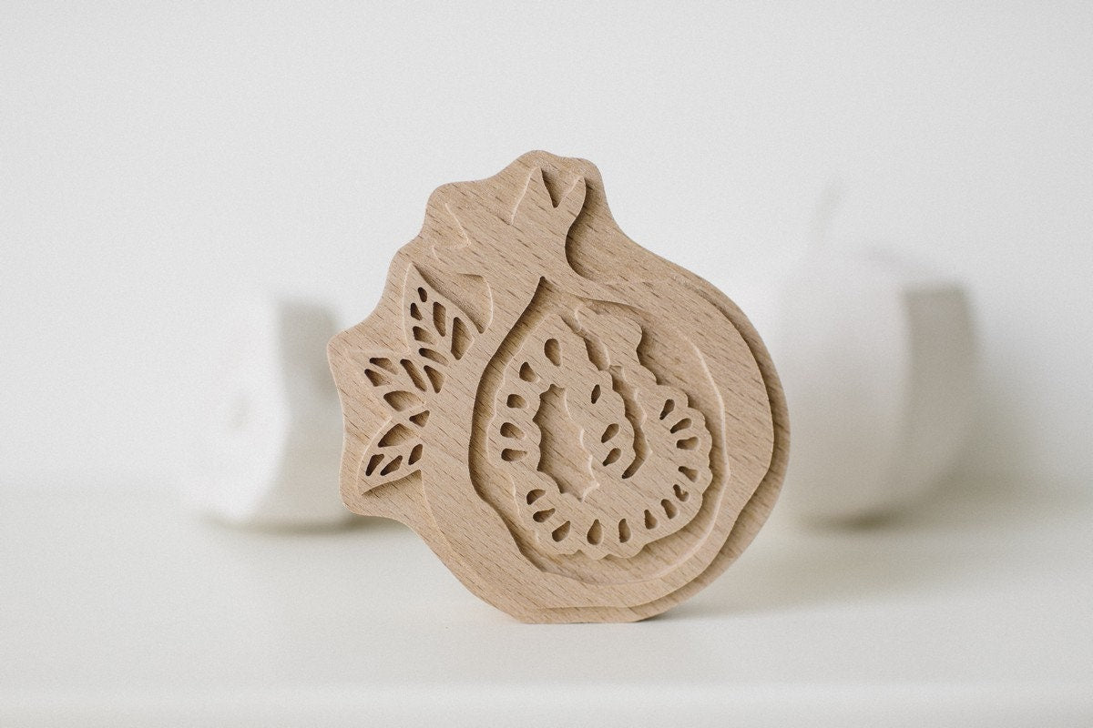 Fabric stamp, Pomegranate stamp, pomegranate print, fruit print, block print, clay stamp, pottery stamp, carved stamp