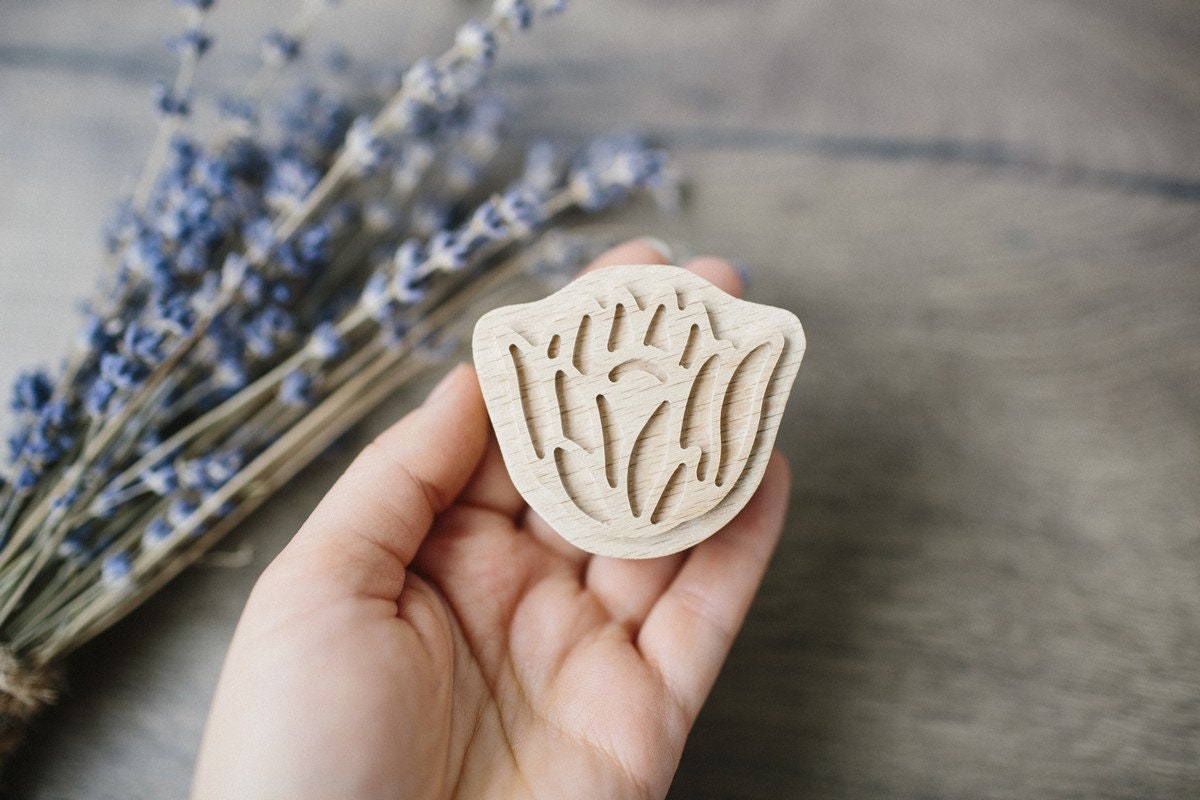Lotus flower stamp for block printing, pottery stamp, soap making, fabric stamp