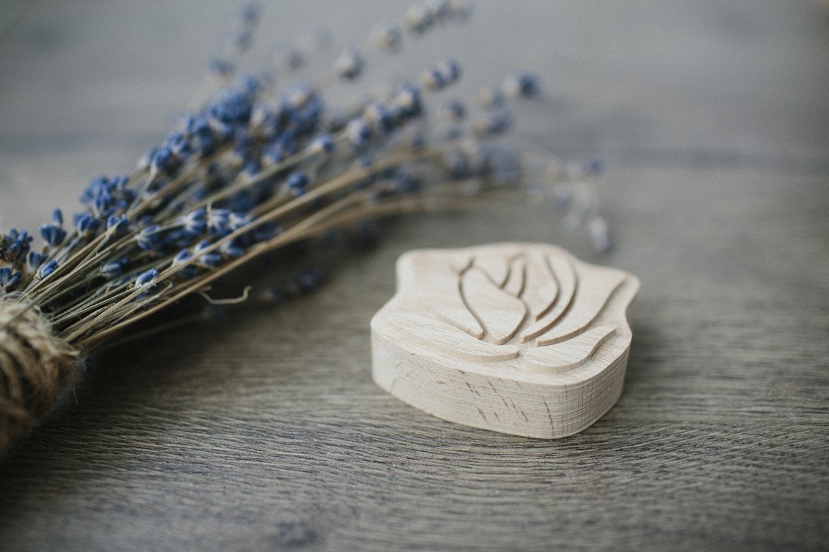 Floral wooden stamp for fabric, Stamps for clay, pottery stamp, Stamps for soap
