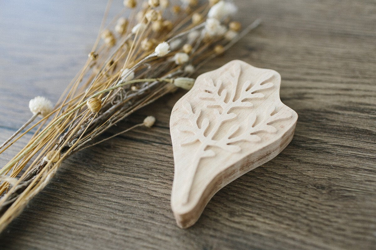 Wooden stamp for clay, herb print, soap making kit, botanical stamp, fabric stamp