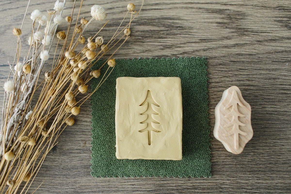 Soap stamp, Christmas stamp, pine tree stamp, stamp for clay, swedish christmas, soap making supplies