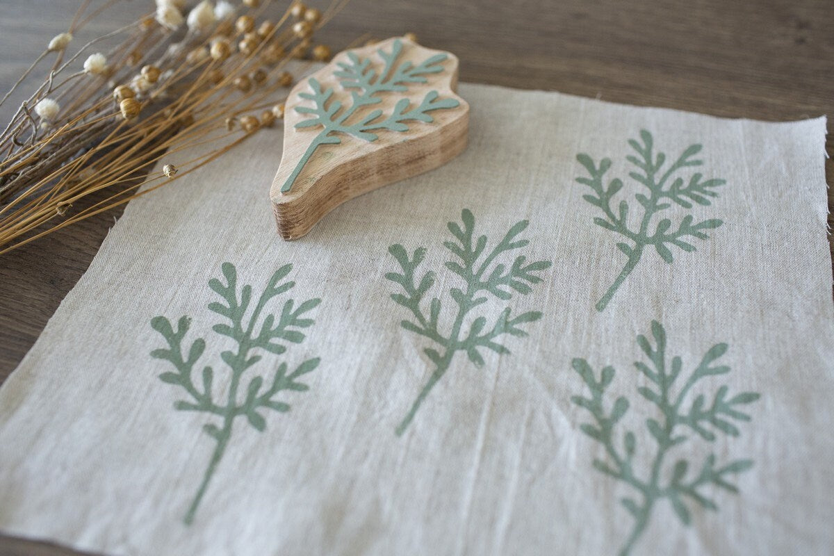 Wooden stamp for clay, herb print, soap making kit, botanical stamp, fabric stamp