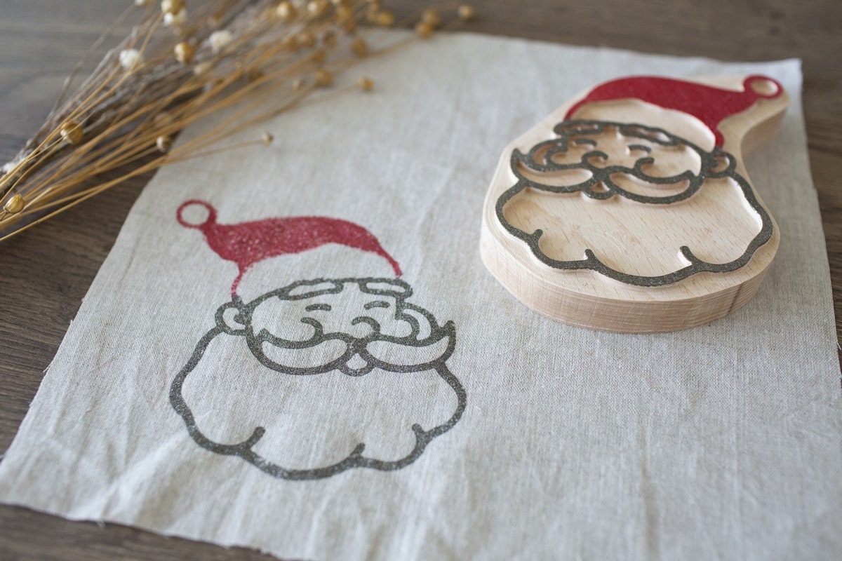 Santa stamp, fabric stamp, Christmas stamp, wooden stamp, stamp for clay, swedish christmas, hygge christmas, New Year print, Santa pattern