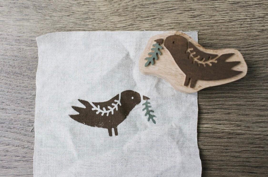 Fabric stamp, Bird stamp, soap stamp, clay stamp, bird print, pottery tools, pottery stamp