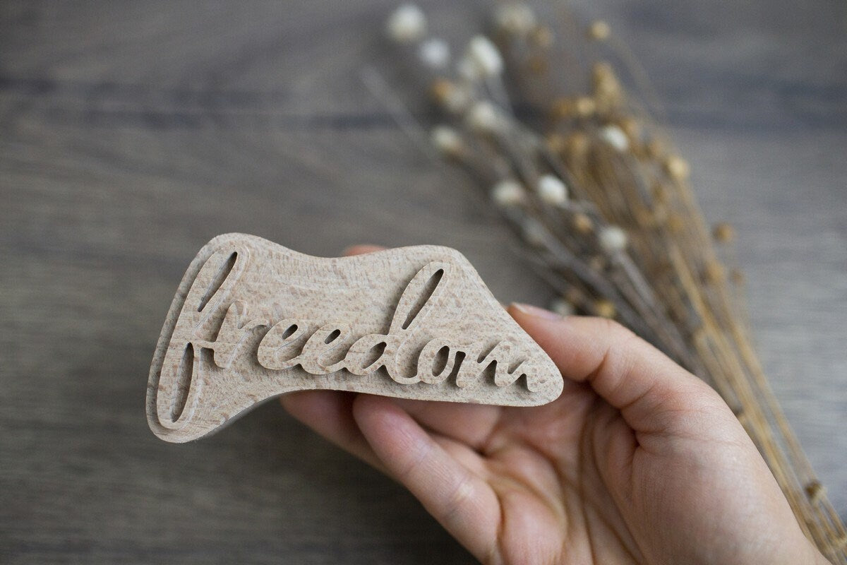 Freedom stamp, fabric stamp, wooden stamp, clay stamps, gift wrapping, birthday invite, boho decor, scrapbooking stamp