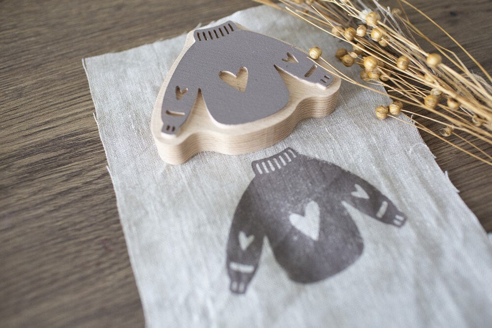 Fabric stamp, sweater stamp, heart print, pottery tools, love stamps, sweater print, heart pattern