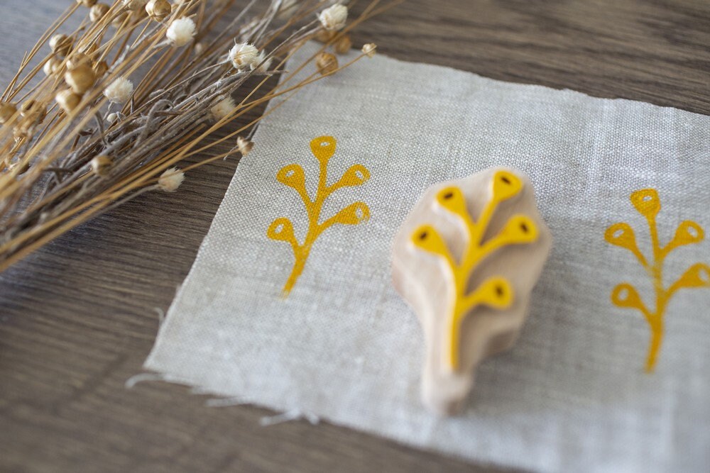 Branch stamp, fabric stamp, winter wedding decor, wooden stamp, soap stamp, clay tools