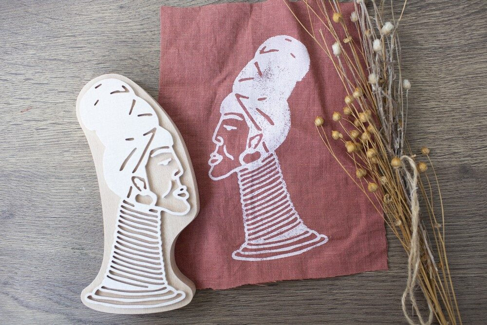 African woman stamp, fabric stamp, art stamp, block printing