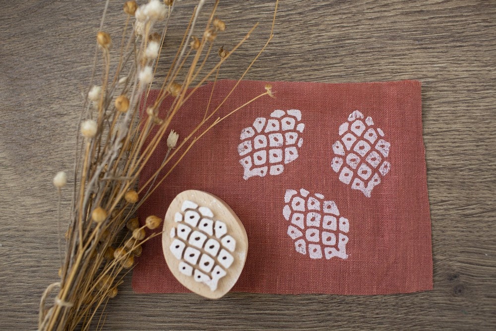 Pine cone stamp, clay stamps, fabric stamp, forest stamp