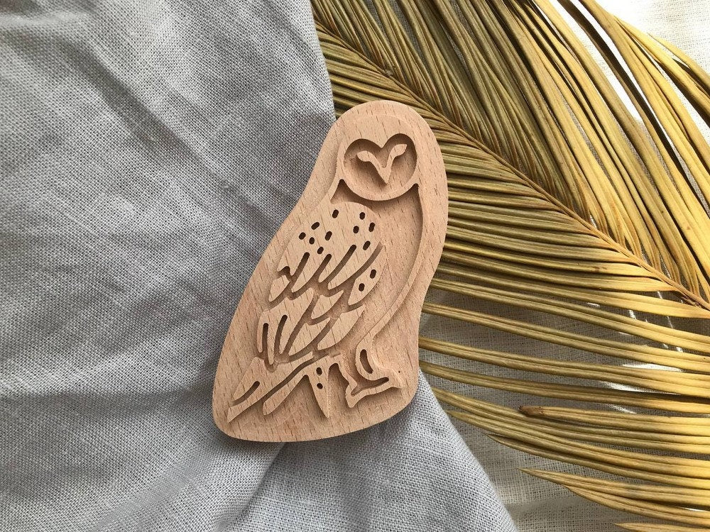 Owl stamp, wooden clay stamp, soap stamp, wooden block